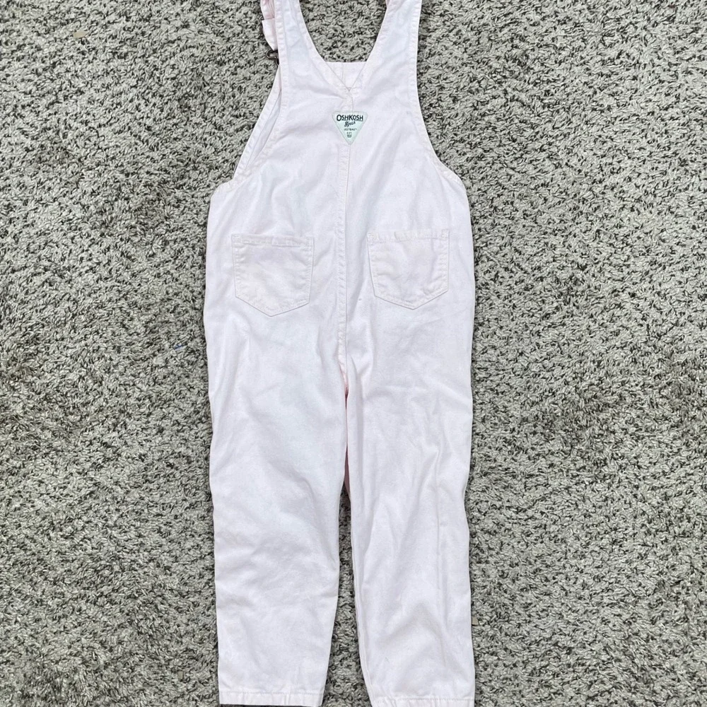 OshKosh B'gosh Overalls Heart Pocket Girls 4T Pink Cotton Vestbak Pant Overalls